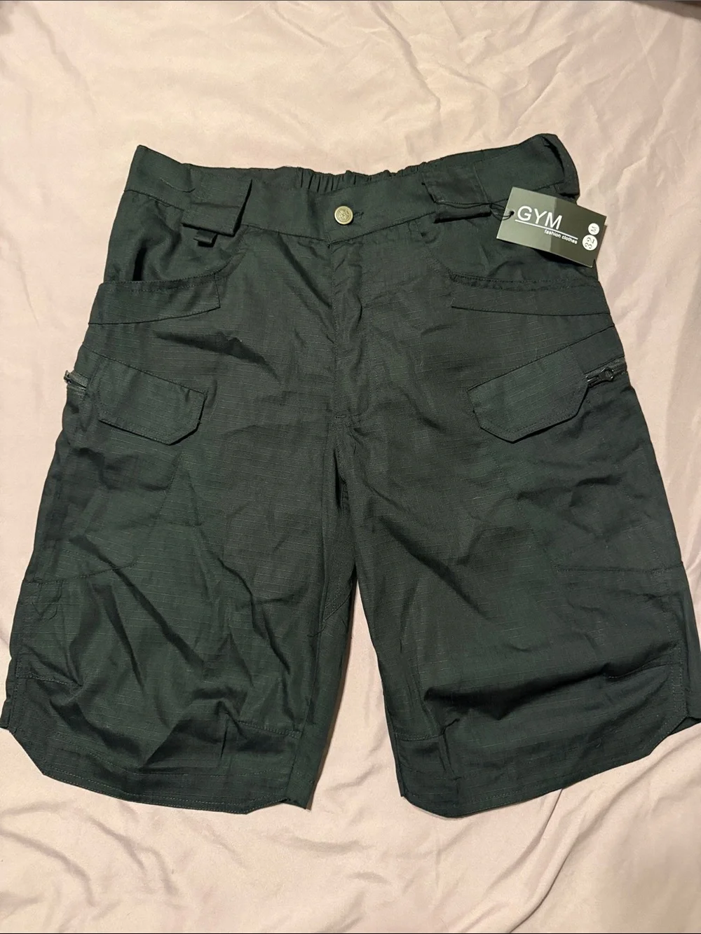 Active USA Men's Dark Black Cargo Shorts with Multiple Pockets